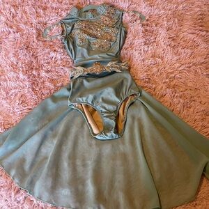 Elegant Green Dance Costume with Embellishments